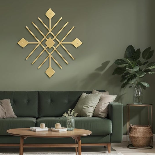 SIGNLEADER Metal Wall Decor Folk Symbol Mystery Minimalist Modern Luxury Wall Sculpture Hangings 3D Statue Home Decoration for Living Room, Bedroom, Bathroom, Kitchen, Fireplace, Office - 24" Gold