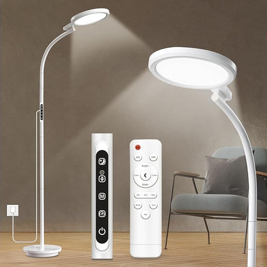 Light Therapy Lamp, LED 10000 Lux Floor Happy Therapy Light, UV-Free Sun Lamp with 5 Brightness & 5 Color Temperatures, 3 Heights for Apartment/Office/Home