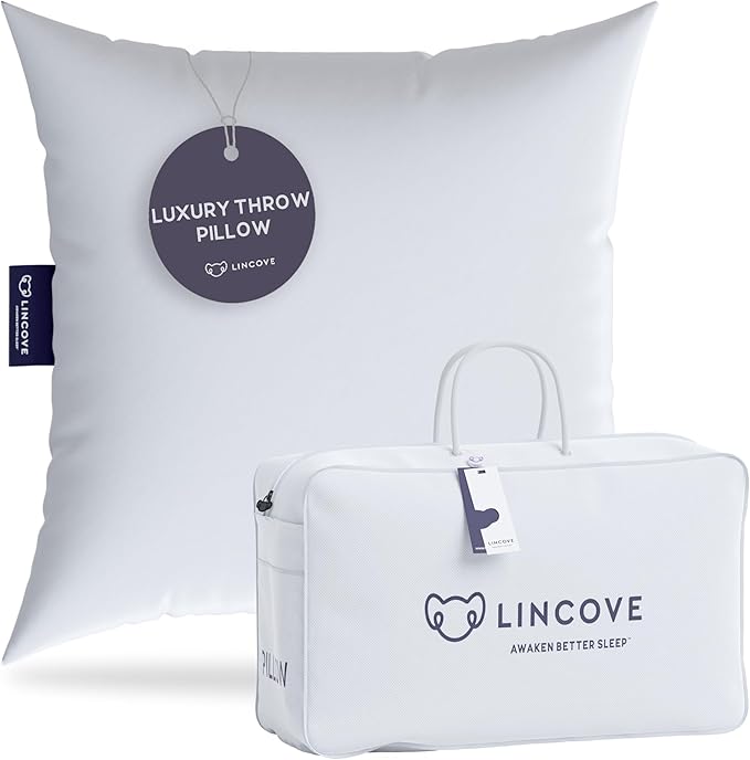 Lincove Euro Throw Pillow Insert Square 12"x12" Pillow – Made in Canada, 100% Cotton Shell, Down Alternative Filling, Vegan-Friendly, Hypoallergenic - Decorative Couch Pillows, 1 Pack