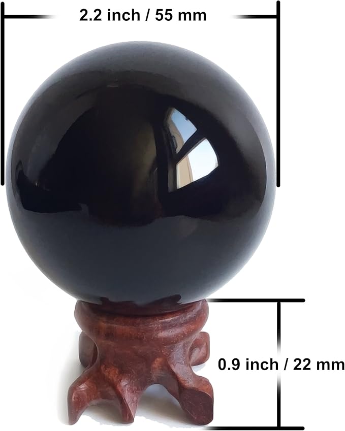 Mina Heal Obsidian Crystal Ball for Fengshui Ball, Meditation, Crystal Healing, Divination Sphere, Home Decoration, 100% Natural and Genuine