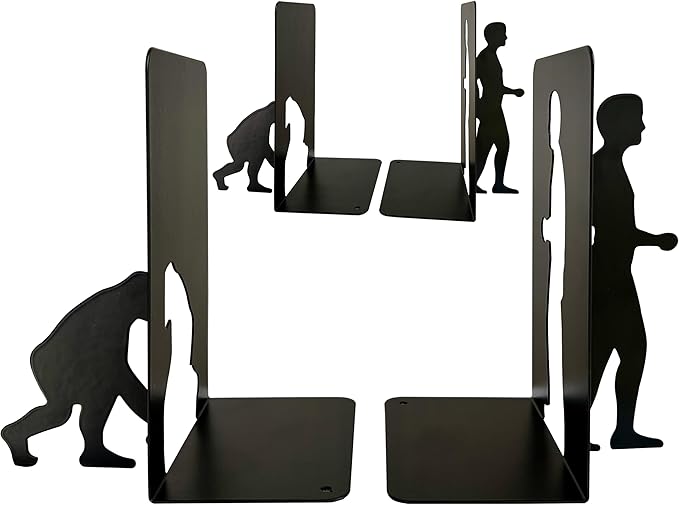 2 Pairs of Non-Skid Book Holders,Unique Appearance Book Ends for Shelves, Metal Bookends for Heavy Books/CDs,Decorative Bookend Supports, Book Stoppers