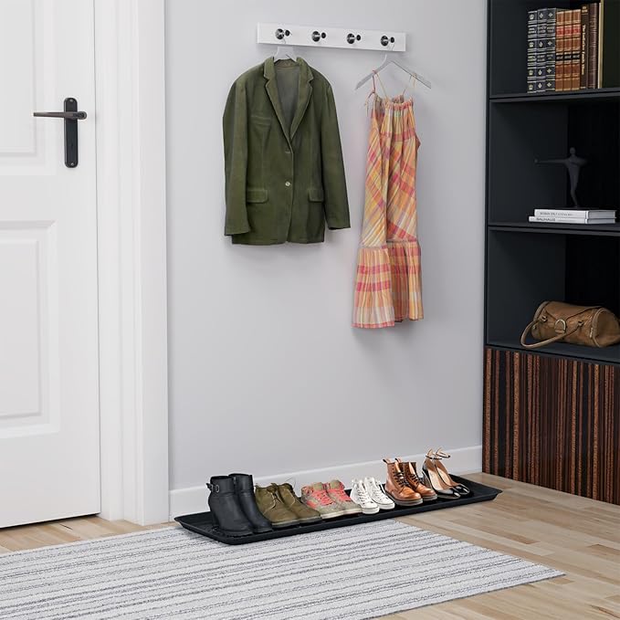 Matace 3 Pack Rubber Extra Large Shoe Tray for Entryway,Long Boot Tray,Slim Boot Mat for Indoor and Outdoor Use,16x55 in, Rectangular (Pack of 3)