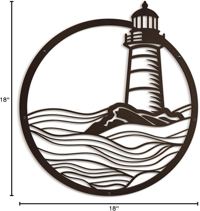 SIGNLEADER Metal Wall Art Decor Sea Lighthouse Minimalist Modern Abstract Wall Sculpture Hangings Home Decoration for Living Room, Bedroom, Bathroom, Kitchen, Outdoor - 18" Bronze