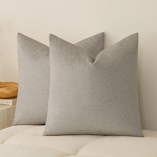 a moment Pack of 2 Light Grey Stain-Resistant Throw Pillow Covers Pet-Friendly Pillowcases Cushion Covers for Sofa Couch Bed Outdoor Waterproof 18x18 Inch