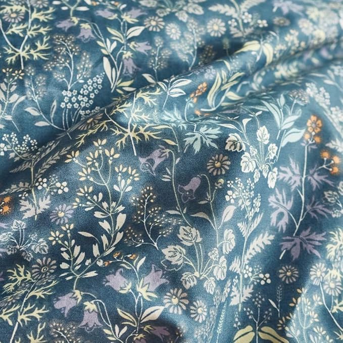 Blue Floral Duvet Cover King Vintage Flower Pattern Duvet Cover 100% Cotton Garden Style Comforter Cover Chic Botanical Floral Bedding Sets for Girls Women 1 Floral King Duvet Cover with 2 Pillowcases