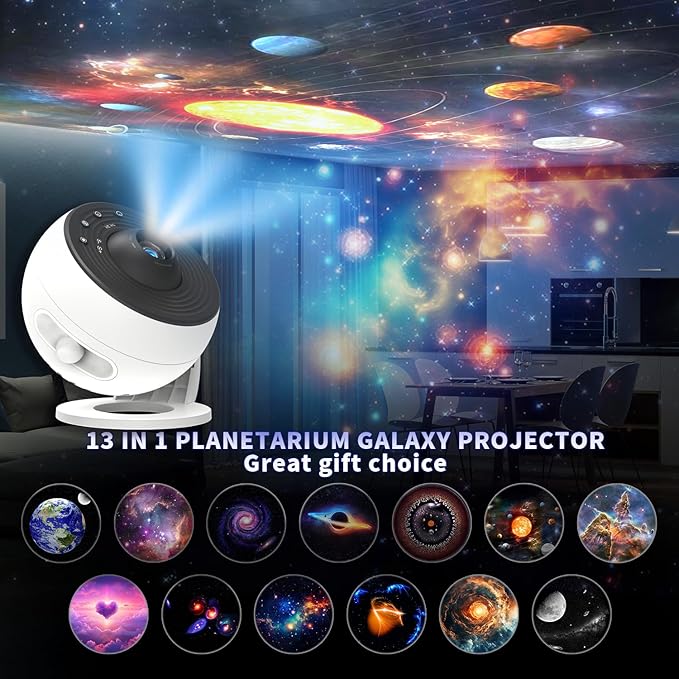 Galaxy Projector Pro, 13 in 1 HD Planetarium Projector Pro for Bedroom, Star Night Light Projector for Kids Adults Room/Party/Home Décor