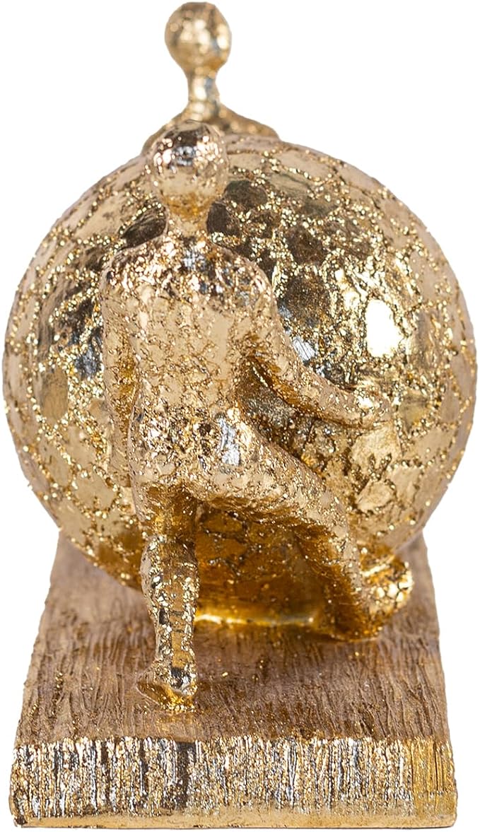 Spherical Statue Resin Sculpture Athlete Art Metal Decoration Statue Home and Office Decoration - Gold