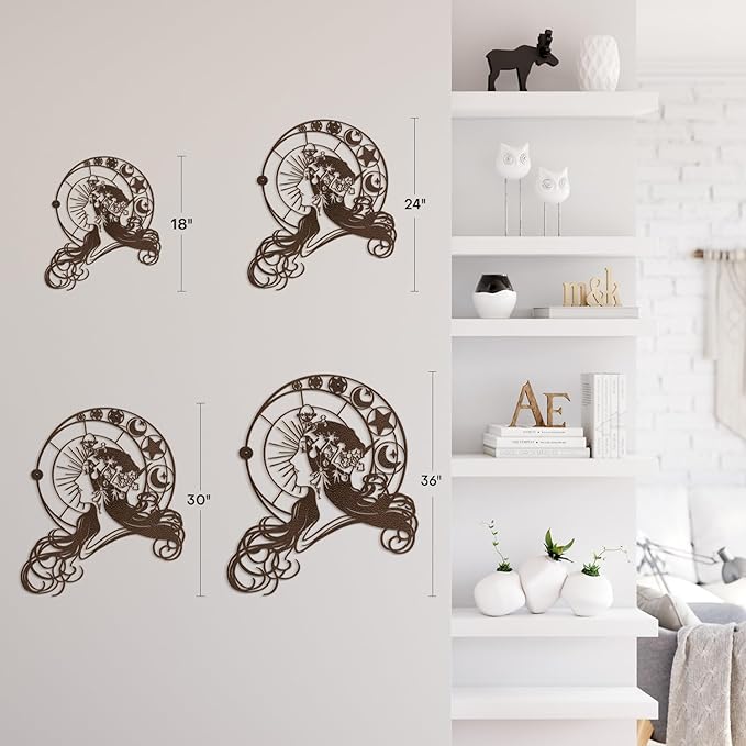 SIGNLEADER Metal Wall Art Decor Woman Wearing Crown Modern Abstract Wall Sculpture Hangings Home Decoration for Living Room, Bedroom, Bathroom, Kitchen, Outdoor - 18" Bronze