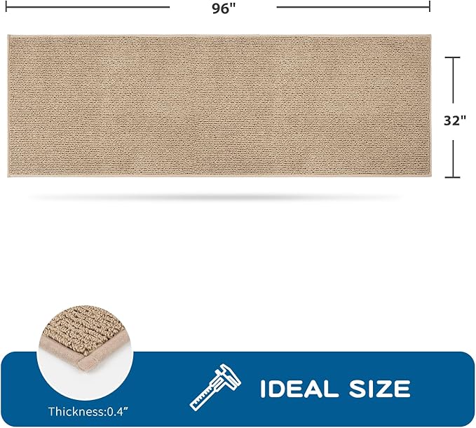 PURRUGS Machine Washable Kitchen Runner Rug 2ft8in x 8ft, Non-Slip/Skid Hallway Runner Rug, Super Absorbent Soft Area Rug for Hallway, Kitchen & Laundry, Rolled Packaging, Beige