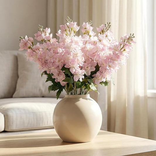 Fake Flowers Delphinium Artificial Flowers Silk Flowers with Stems Long Stem Artificial Flowers for Tall Vase Faux Flowers for Indoor Home Decoration Wedding Decoration Centerpiece (23.6”,8Pcs,Pink)