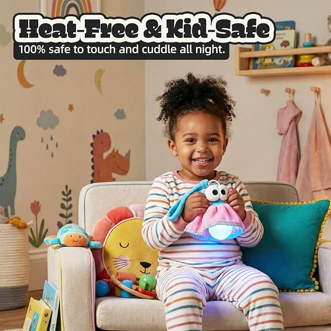 Aesthetic Plush LED Night Light, 1200mAh Rechargeable Mood Lamp, 3 Color Temperatures (Warm/Nature/Cool), 150 Lumens Dimmable Nursery Light with Remote, 1-4H Timer, Bedside Decor,Pink Blue