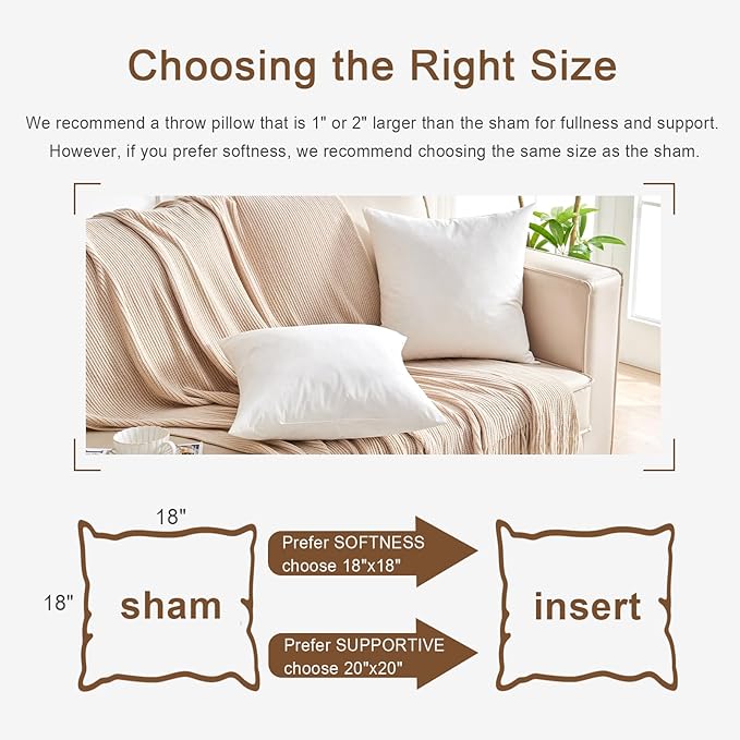 KUSNUG Organic Feather Down Throw Pillow Inserts (26x26 Inch, Set of 2) - 100% Cotton Shell, Filling of Feathers & Memory Foam, Euro Square Decorative Pillow Form Core for Couch, Sofa, and Bed