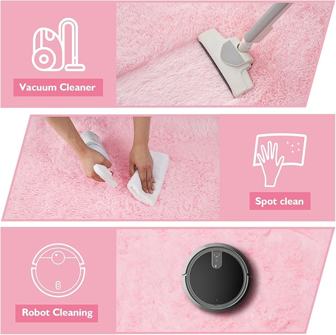 yulidayang Pink Fluffy Round Area Rugs for Bedroom,4'X4'Shag Circle Area Rugs for Girls Room,Non Slip Fuzzy Plush Rug for Kids Room Living Room and Dorm Home Decor Rug