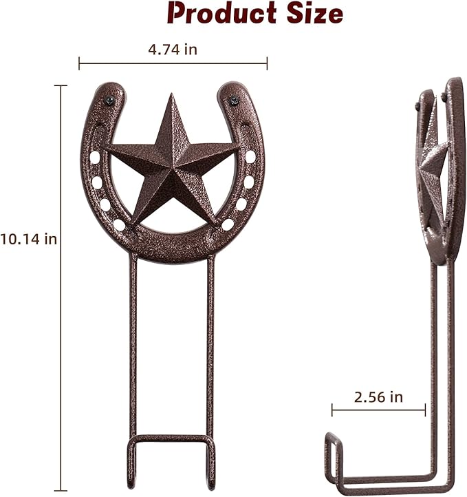 Cowboy Hat Rack Wall Mount 6 Pack Cowboy Hat Holder for Wall Western Hat Rack Horseshoe Hat Hanger Metal Iron Display and Storage for Entryway Closet Bedroom Living Room Western Gift Antique Bronze