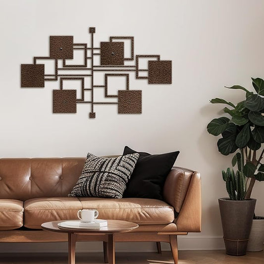 SIGNLEADER Metal Wall Decor Rectangles Geometric Minimalist Modern Luxury Wall Sculpture Hangings 3D Statue Home Decoration for Living Room, Bedroom, Bathroom, Kitchen, Fireplace, Office - 24" Bronze