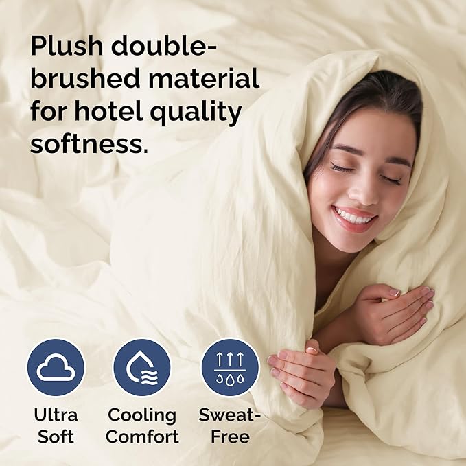 CGK Unlimited Duvet Cover Twin/Twin XL Size Set - Extra Soft Duvet Cover 68 x 90 with 1 Pillow Sham - Hotel Quality, Fade Free w/Zipper Closures & Ties - Bedding and Bed Linens Set (Off White)