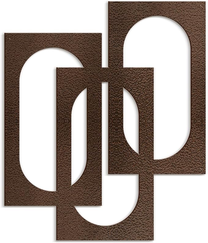 SIGNLEADER Metal Wall Decor Interlocking Abstract Geometric Minimalist Modern Luxury Wall Sculpture Hangings 3D Statue Home Decoration for Living Room, Bedroom, Bathroom, Kitchen, Fireplace, Office - 24" Bronze