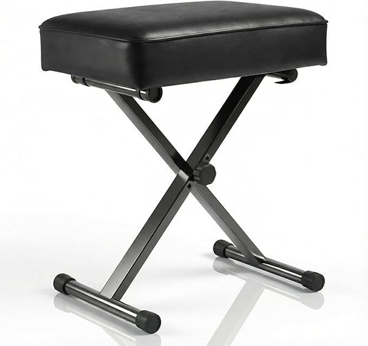 Keyboard Bench Adjustable Piano Stool - 3 Levels of Height,Thickened 3.5inch Cushion,Comfortable and Supportive,Portable Piano Bench,Non-Slip and Durable,Suitable for Beginners&Outdoor Players (Black)
