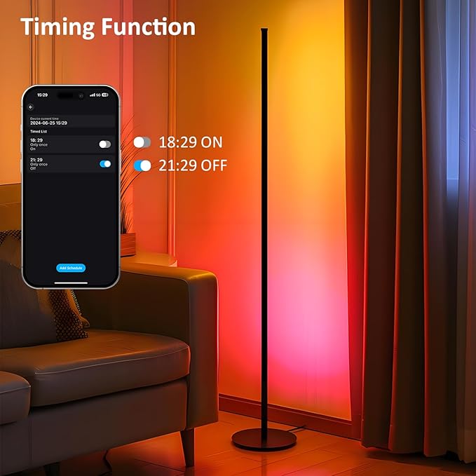 Corner Floor Lamp, RGB IC Corner Lamp with APP and Remote Control, LED Floor Light with 16 Million DIY Colors, Color Changing Ambient Light for Living Room, Bedroom, Gaming Room
