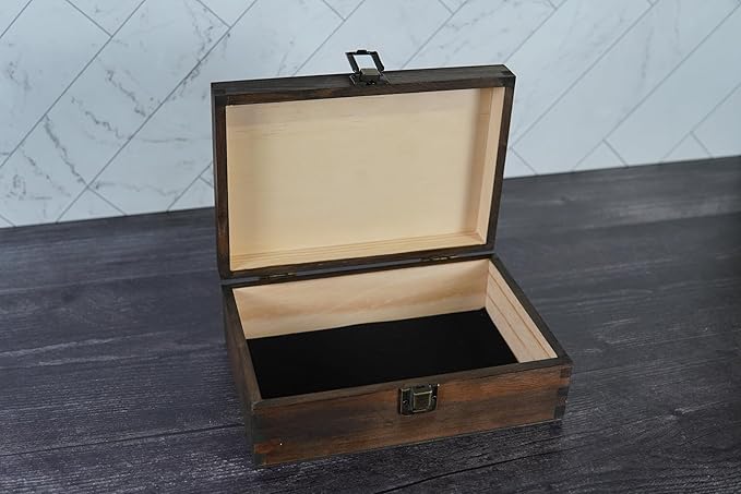 Engraved Baby Memory Box – Wooden Keepsake Box for Newborn Milestones, First Tooth, Hospital Bracelet – Medium Size – Dark Walnut Finish – 8.5 x 6 x 3 in