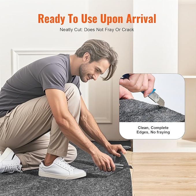 VEVOR Rug Pad Without Slip Resistance, 1/4" Thick 4'x6'(7.875' Actual) Dual Surface Protective Cushioning Carpet Pad, Polyester Felt + Latex, 1-2㎡ Area Carpet Padding Rug Cushion for All Floors, Gray