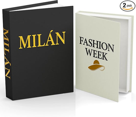 Fake books for decoration - Set of Two - Cardboard and linen - Decor Books for coffee table - Decorative boxes for home decor aesthetic - box storage (Fashion Week)