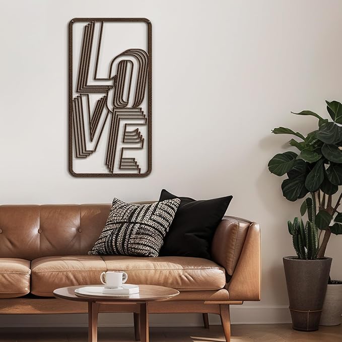 SIGNLEADER Metal Wall Art Decor The Love Modern Abstract Wall Sculpture Hangings Home Decoration for Living Room, Bedroom, Bathroom, Kitchen, Outdoor - 18" Bronze