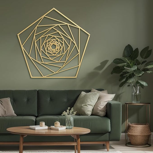 SIGNLEADER Metal Wall Decor Geometric Lines Rose Minimalist Modern Luxury Wall Sculpture Hangings 3D Statue Home Decoration for Living Room, Bedroom, Bathroom, Kitchen, Fireplace, Office - 24" Gold
