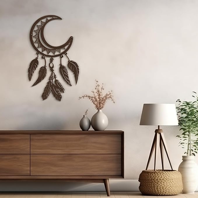SIGNLEADER Metal Wall Art Decor Nordic Moon Phases Modern Abstract Wall Sculpture Hangings Home Decoration for Living Room, Bedroom, Bathroom, Kitchen, Outdoor - 18" Bronze