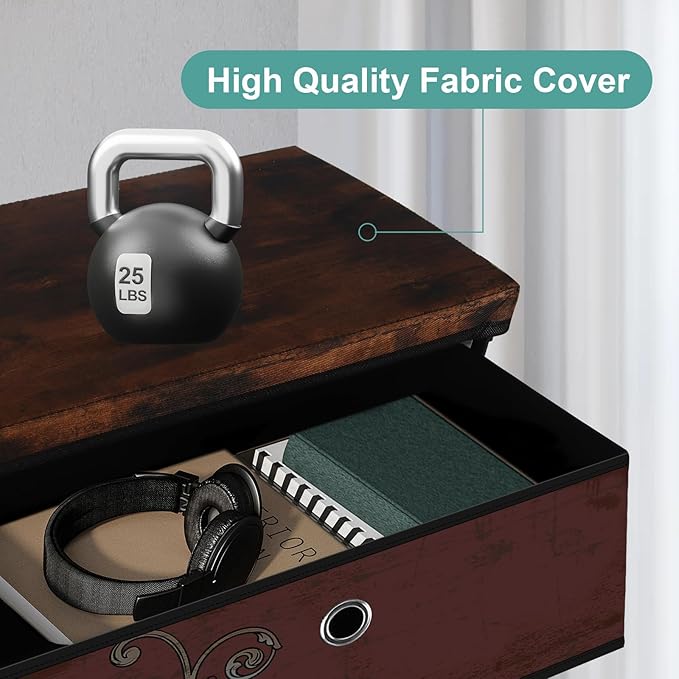 Nightstand with 3 Drawers, Clothes Storage Organizer, Small Fabric Dresser for Bedroom, Closet, Entryway, Hallway, Nursery, Dorm