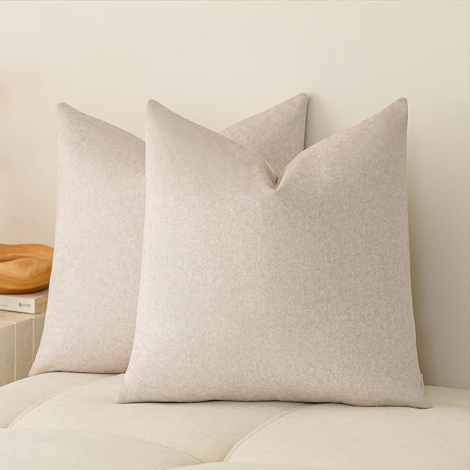 a moment Pack of 2 Ivory Stain-Resistant Throw Pillow Covers Pet-Friendly Pillowcases Cushion Covers for Sofa Couch Bed Outdoor Waterproof 20x20 Inch