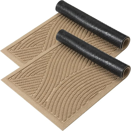 HIYARD Sturdy Front Door Mat, Absorbent Muddy Dirt Resist Welcome Door Mats Outdoor Indoor, Fade Resistant, Non-Slip Backing Entry Mat Low Profile Doormat for Entryway, 29×17, 2 Pack, Beige