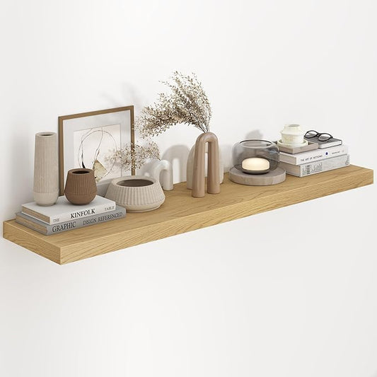 48"W x 9.3"D Floating Shelves for Wall, Wall Mounted Bathroom Shelves 1 Pack Deep Floating Shelf for Bedroom Kitchen Living Room, Rustic Wooden Wall Shelf with Invisible Bracket for Books Decor