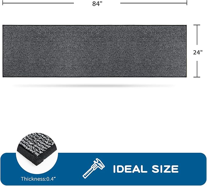 PURRUGS Machine Washable Kitchen Runner Rug 2ft x 7ft, Non-Slip/Skid Hallway Runner Rug, Super Absorbent Soft Area Rug for Hallway, Kitchen & Laundry, Rolled Packaging, Charcoal