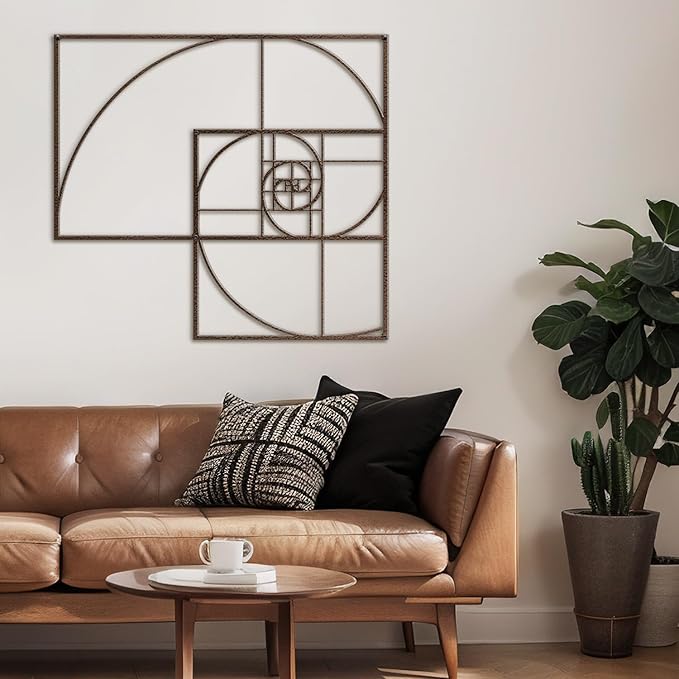 SIGNLEADER Metal Wall Decor Golden Proportion Minimalist Modern Luxury Wall Sculpture Hangings 3D Statue Home Decoration for Living Room, Bedroom, Bathroom, Kitchen, Fireplace, Office - 18" Bronze
