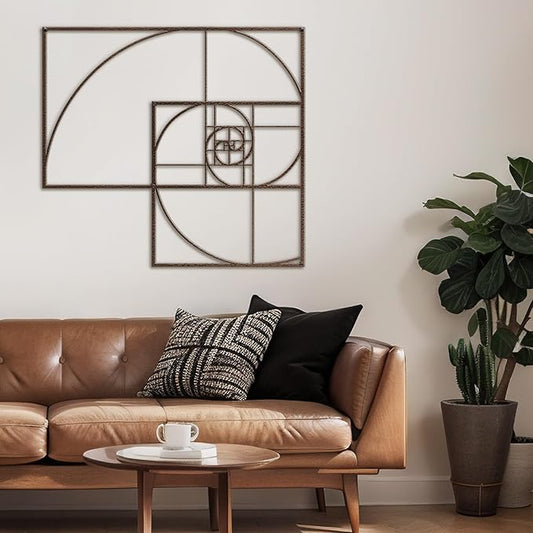 SIGNLEADER Metal Wall Decor Golden Proportion Minimalist Modern Luxury Wall Sculpture Hangings 3D Statue Home Decoration for Living Room, Bedroom, Bathroom, Kitchen, Fireplace, Office - 18" Bronze