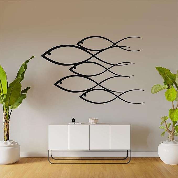 DEKADRON Metal Wall Decor, Fish Family,Home Decoration,Wall Sign, Metal Wall Art, Interior Decoration, Indoor Outdoor Hangings (18" W x 12" H / 45x30cm)
