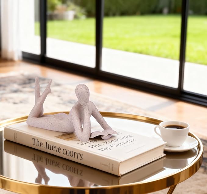 "Reading Woman Thinker Sculpture is a Modern Abstract Decorative Piece, a Favorite Among Book Lovers and Thinkers, Suitable for Placement in Living Rooms, Offices, and bedrooms. (Sandstone A)