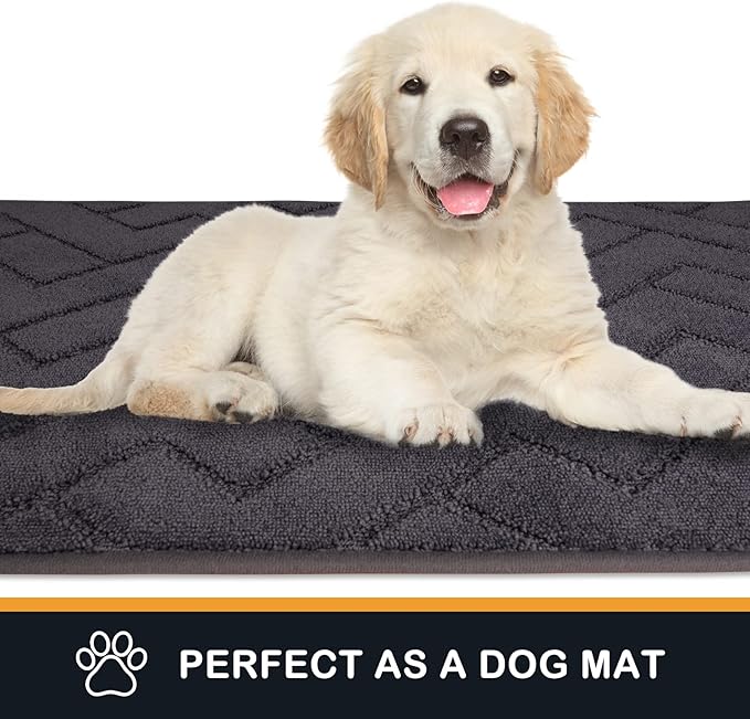 PURRUGS Dirt Trapping Door Mat 20" x 31.5", Non-Slip Machine Washable Entry Rug, Dog Doormat, Indoor Front Door Mat, Super Absorbent Entryway Rug for Muddy Shoes & Paws, Grey