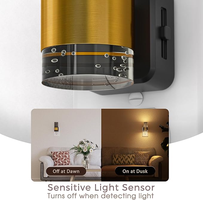 Briignite Night Light, Dimmable Night Lights Plug into Wall, LED Night Light with 0-100 LM Adjustable Brightness, 3000K Automatic Plug in Night Lights with Dusk to Dawn Sensor, for Bathroom Hallway