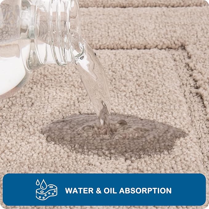 PURRUGS Machine Washable Kitchen Rug 24" x 35.5", Non-Slip/Skid Kitchen Runner Rugs & Floor Mats, Super Absorbent Soft Standing Mats for Kitchen, Sink & Laundry, Beige