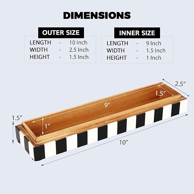 Handicrafts Home Decorative Remote Holder Box 10x2.5 – Slim Organizer Box with Lid for TV Remotes, Coffee Table Décor, Modern Shelf Box, Boho Home Décor Accent, Black and White Decorative Storage Box