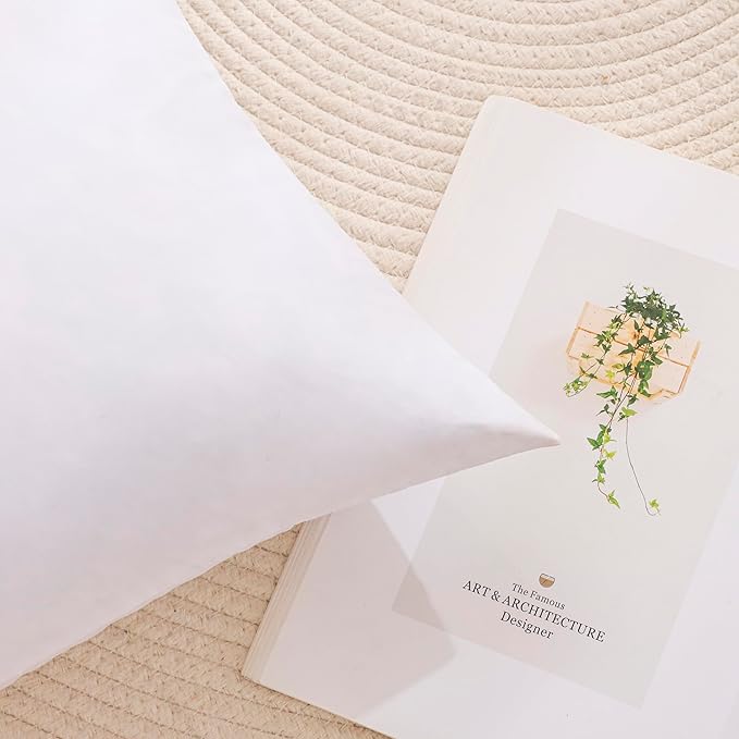 LBOEVDE 12x20 Inch Gold Goose Down and Feather Throw Pillow Inserts-2 Packs,White,Super Soft Cover,Double Layer Dwon Proof Design,High Filling Weight.