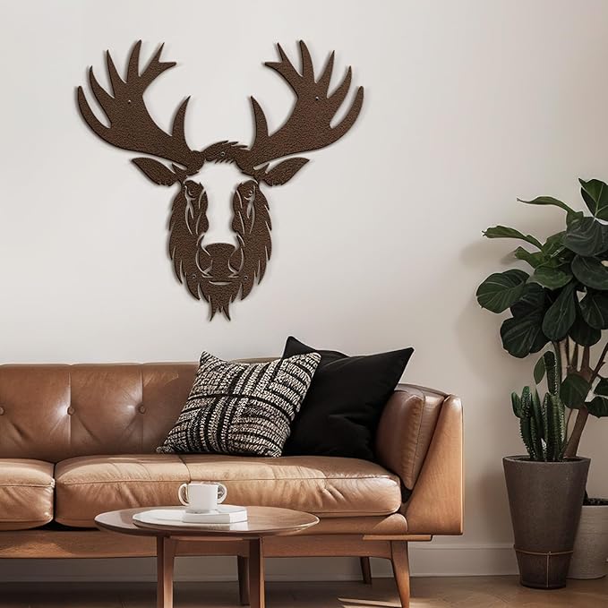 SIGNLEADER Metal Wall Art Decor Deer Minimalist Modern Abstract Wall Sculpture Hangings Home Decoration for Living Room, Bedroom, Bathroom, Kitchen, Outdoor - 18" Bronze