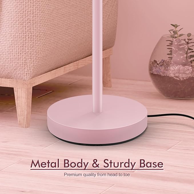 30W Pink Torchiere Floor Lamp, 3600LM Super Bright LED Pole Lamp, 71Inch Tall Stepless Dimmable Torch Lamp, 1Inch Thick Metal Tube, Rotary Switch, Modern Standing Lamp for Living Room/Bedroom/Office