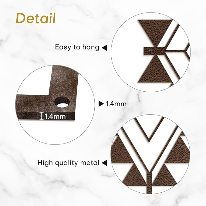 SIGNLEADER Metal Wall Decor Triangle Composition Minimalist Modern Luxury Wall Sculpture Hangings 3D Statue Home Decoration for Living Room, Bedroom, Bathroom, Kitchen, Fireplace, Office - 18" Bronze