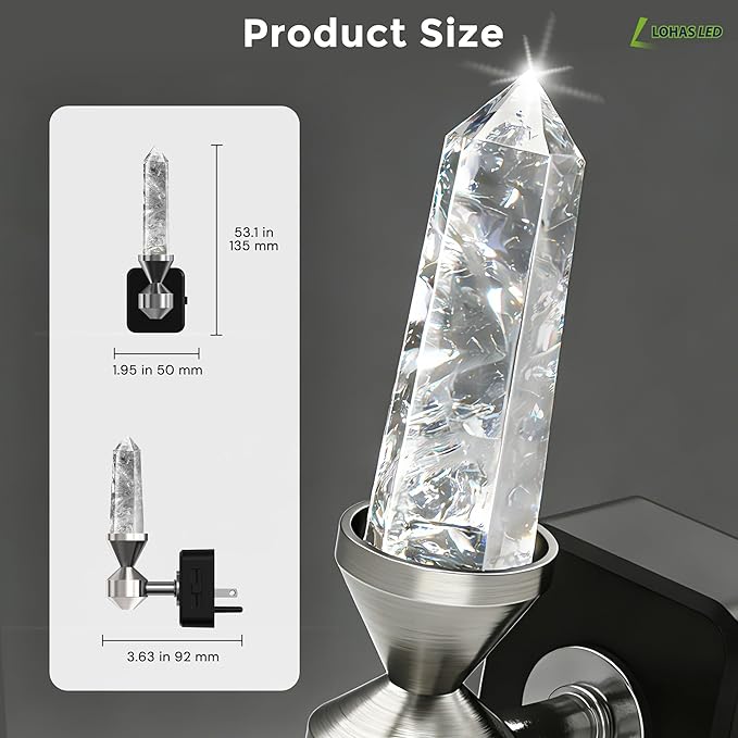 L LOHAS LED Night Light: Night Lights Plug into Wall, 2 Pack Dimmable Night Light Aesthetic Crystal, Warm Light 3000K, Dusk to Dawn Sensor, Healing Stone Decorative Nightlight for Home Living Room