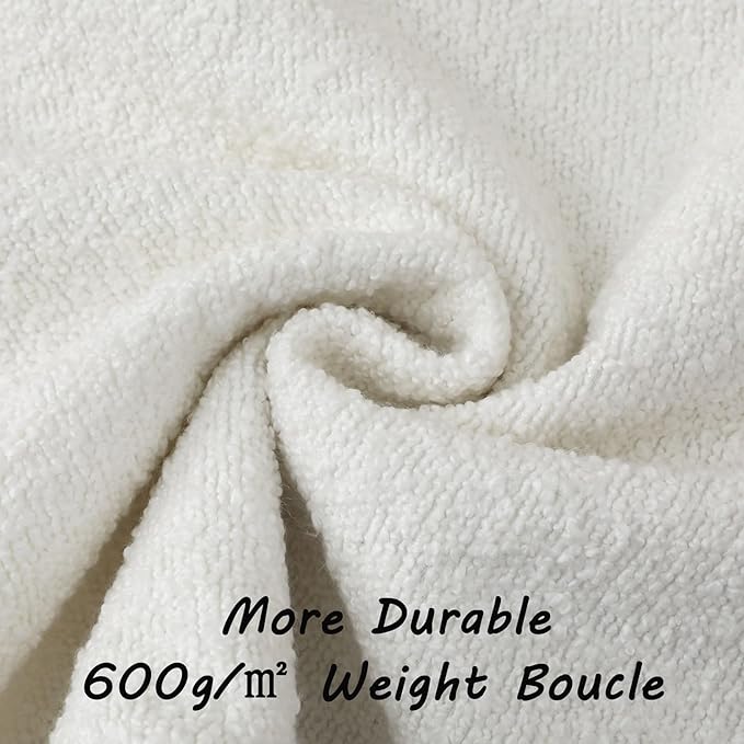 FUTEI Pack of 2 White Decorative Throw Pillow Covers 24x24 Inch Soft Cozy Solid Boucle Textured European Cushion Case,Modern Home Decor for Couch Bed Living Room