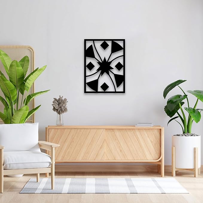 GlintHome Minimalist Wall Art - Black Abstract Metal Wall Decor 3D Textured Metal Wall Sculptures for Living Room Bedroom Bathroom Study Room