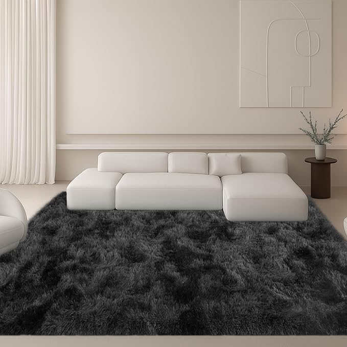 Mtandyx 6x9 Rugs for Living Room, Rugs for Bedroom,Plush Fluffy Carpet, Non-Slip Upgrade Dark Grey Rug,Can Also be Used in Home Decor Aesthetics,Kids Rooms and Dorm Rooms.